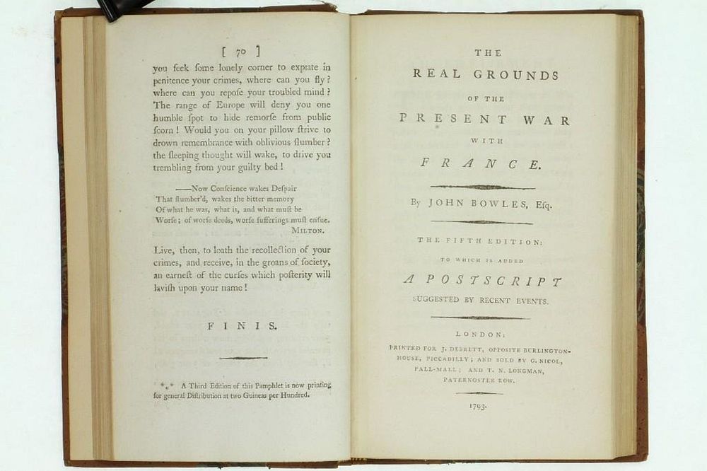 Appraisal: BOWLES BRISOT British writings French Revolution BOWLES BRISOT Others th