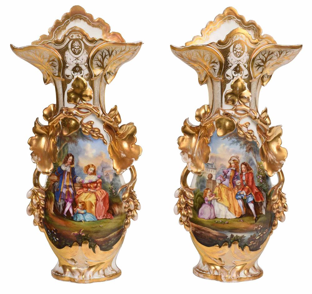 Appraisal: Pair of Old Paris Porcelain Style Vases th century each