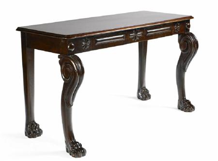 Appraisal: A th century Irish mahogany lobby table the rounded rectangular