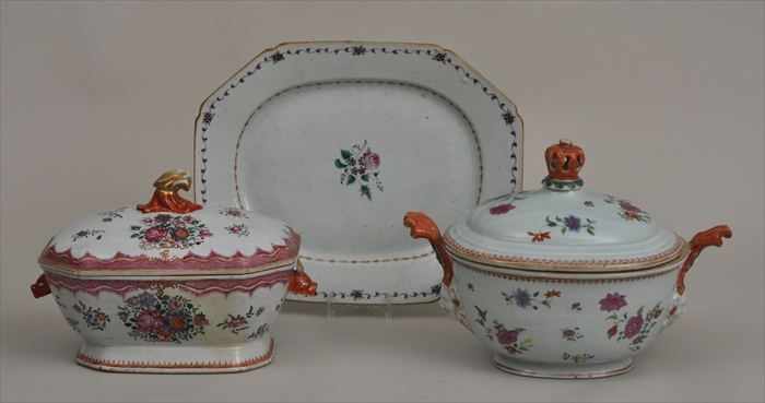 Appraisal: THREE CHINESE EXPORT PORCELAIN TABLE ARTICLES Including a Famille Rose