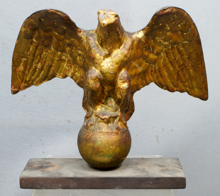 Appraisal: Carved and gilt wood spread winged eagle approx - h