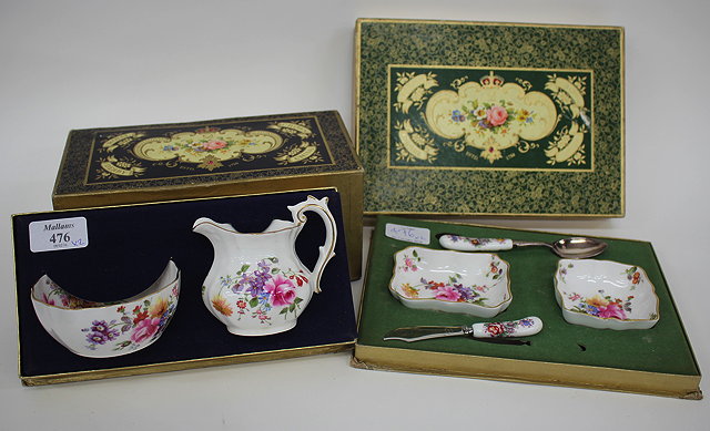 Appraisal: A ROYAL CROWN DERBY CASED PRESENTATION SET with two small