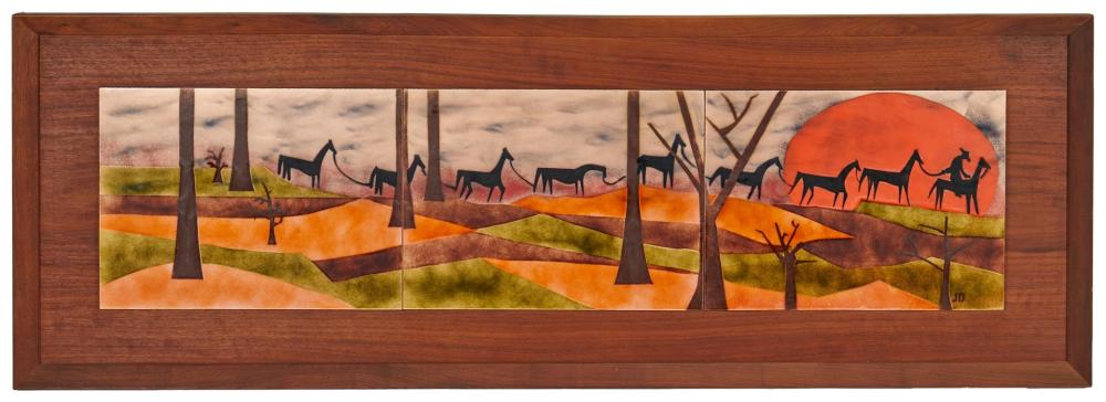 Appraisal: Judith Daner th Century American Horses on a trail Enamel