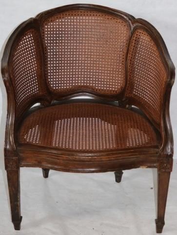 Appraisal: TH C FRENCH LOUIS XVI FRUITWOOD BERGERE WITHCANE SEAT AND