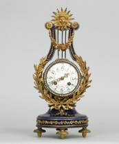 Appraisal: Tiffany Co Bell poque Ormolu and Blue Porcelain Lyre Clock