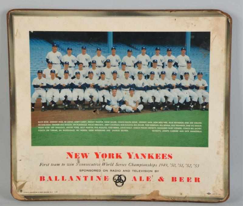 Appraisal: New York Yankees Ballantine Beer Sign Description Marked Shows the