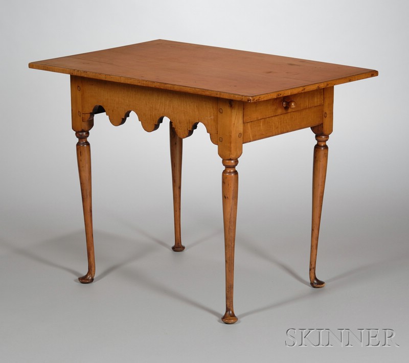 Appraisal: Queen Anne Tiger Maple and Maple Tea Table with End