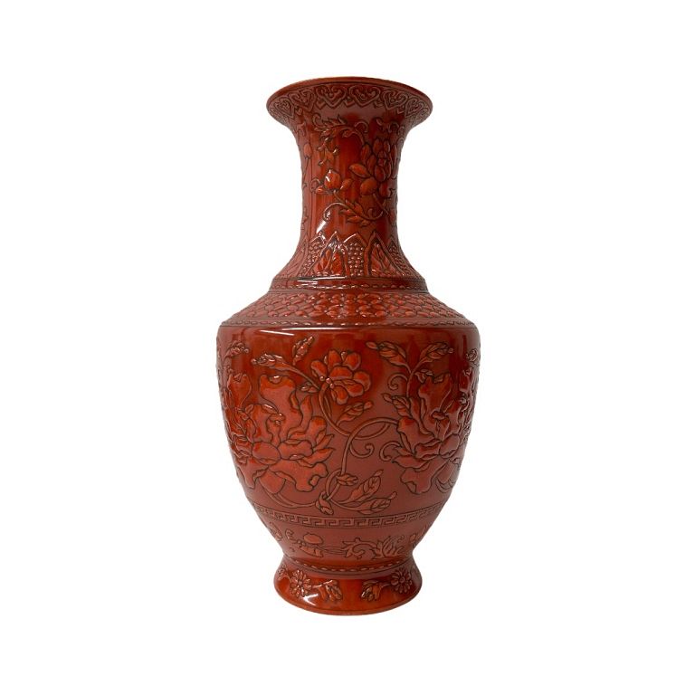 Appraisal: Antique rust colored flower vase Burnt orange rust colored flower