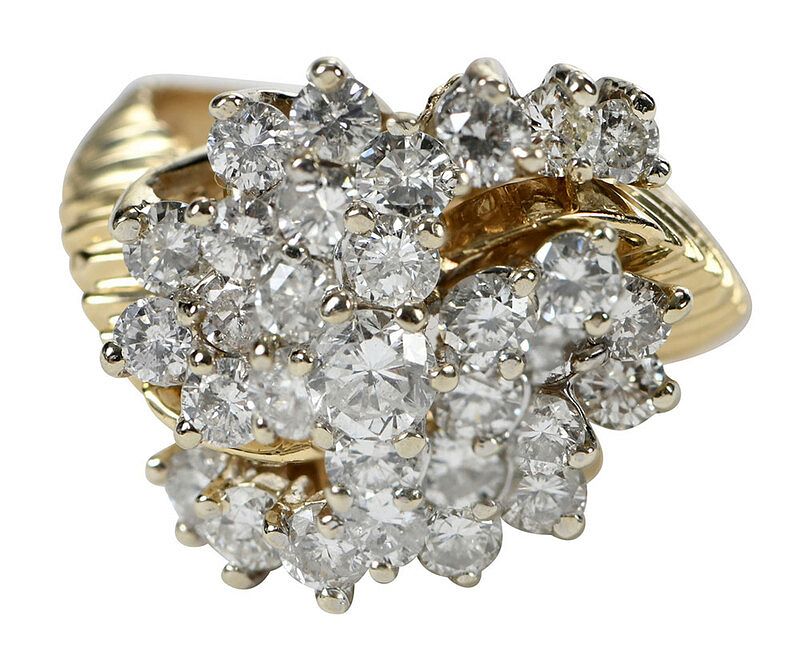 Appraisal: kt Diamond Ring waterfall style round brilliant diamonds estimated total