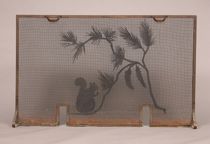 Appraisal: Arts Crafts Fire Place Screen A charming squirrel with a