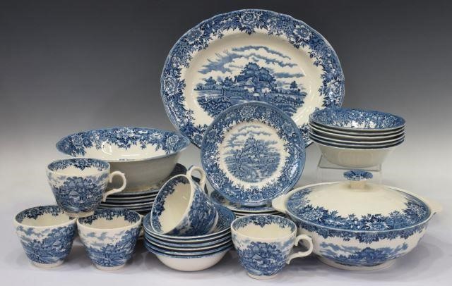 Appraisal: set of English blue transferware dinner service Salem China Company