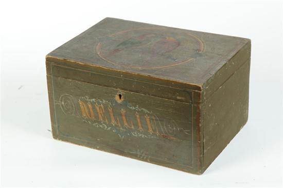 Appraisal: DECORATED BOX American nd half- th century pine Lock box