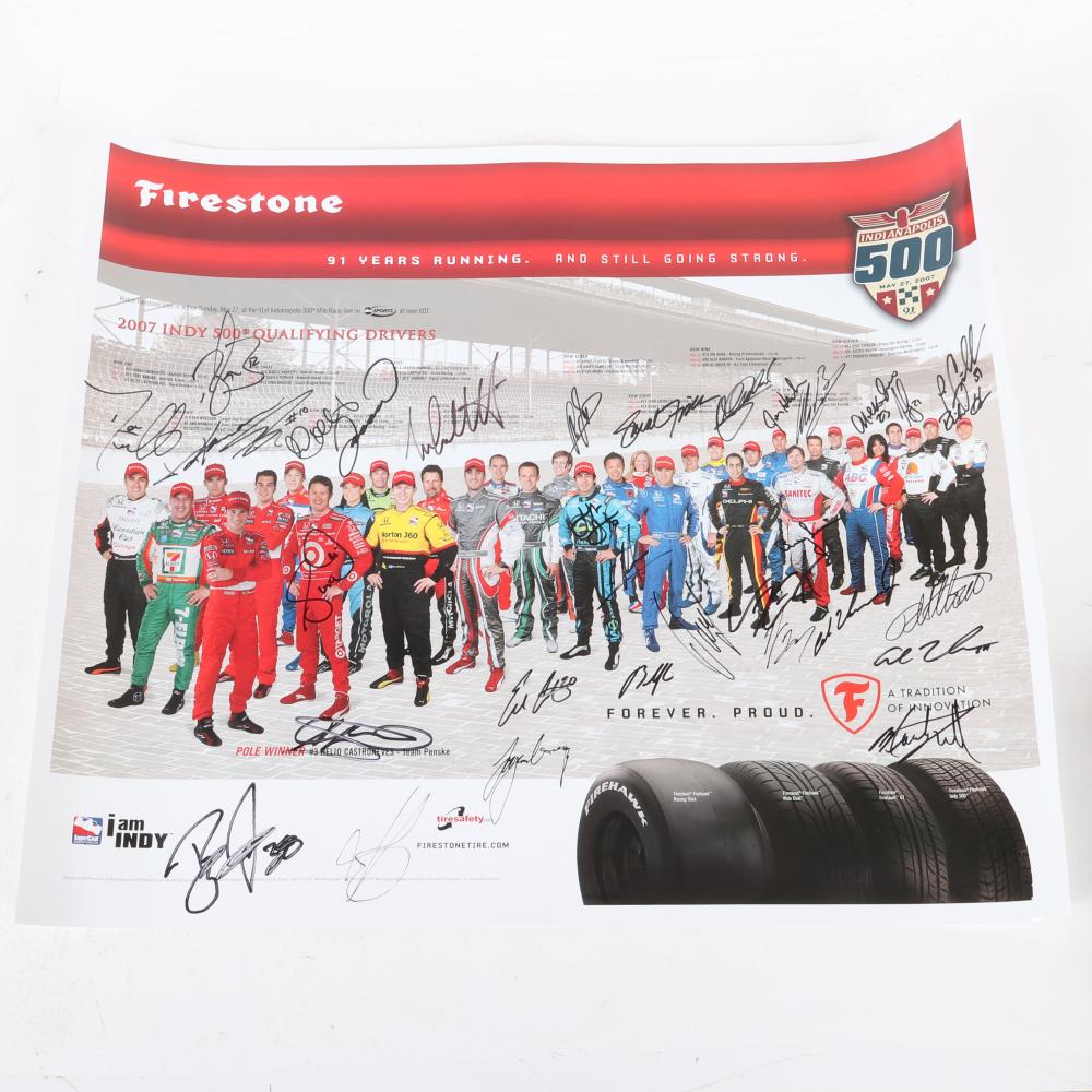 Appraisal: FIRESTONE INDIANAPOLIS POSTER SIGNED BY DRIVERS Firestone Indianapolis Poster Signed