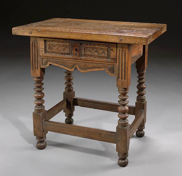 Appraisal: A Spanish Baroque carved walnut table late th century The