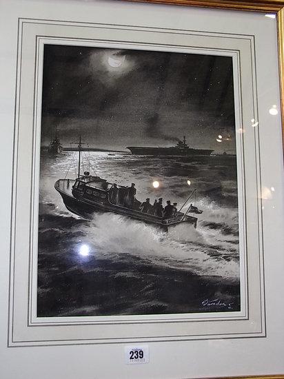 Appraisal: FARNDON th Century The coastguard at sea in moonlight signed