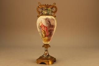 Appraisal: Antique French Champleve Vase w Bronze mounts Antique French Champleve