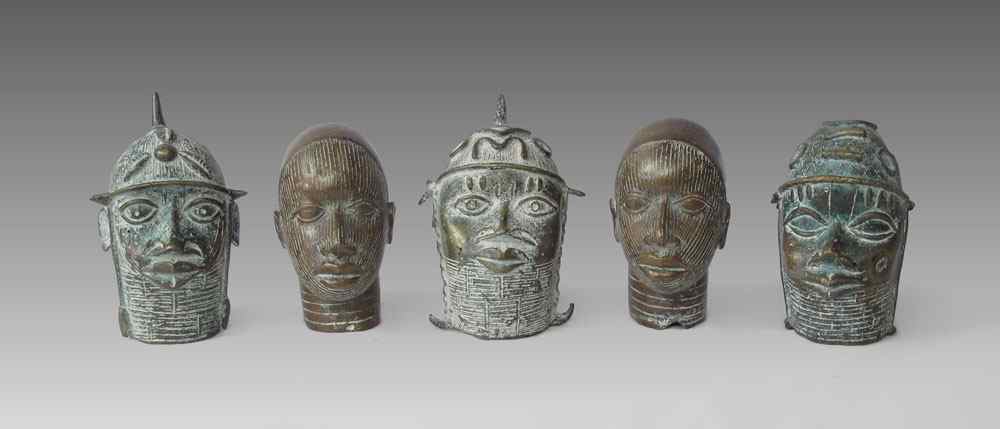 Appraisal: LOT OF AFRICAN BRONZE HEADS TO EFI BENIN approx ''