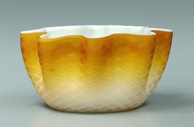 Appraisal: Mother-of-pearl bowl scalloped rim diamond quilted pattern amber pale yellow