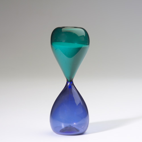 Appraisal: PAOLO VENINI VENINI Clessidre of green and blue blown glass