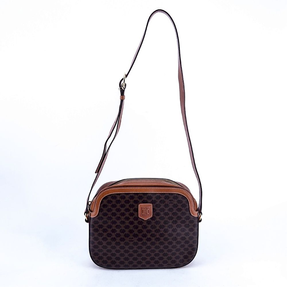 Appraisal: Celine Macadame Brown Canvas Vintage Crossbody Bag Celine Macadame Brown