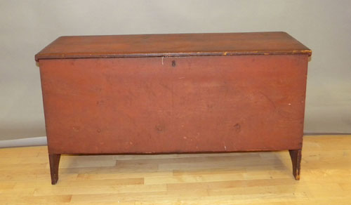 Appraisal: New England red painted pine blanket chest th c h