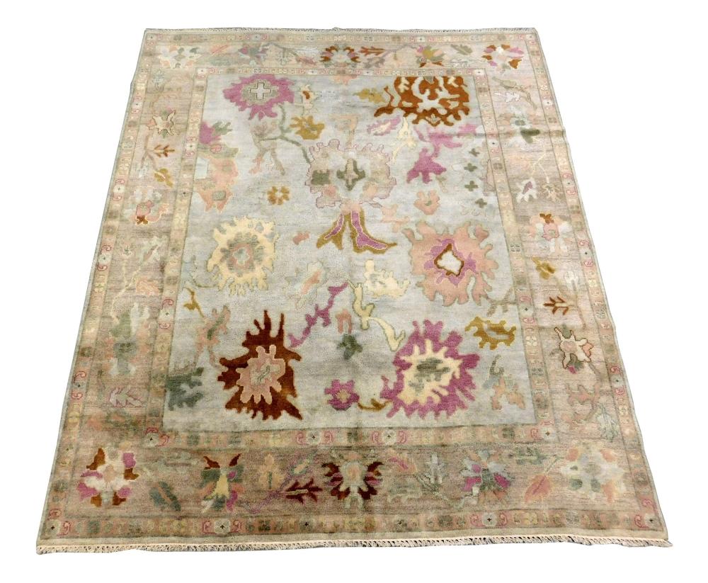 Appraisal: RUG Turkish Oushak ' x ' handmade wool analogous tones