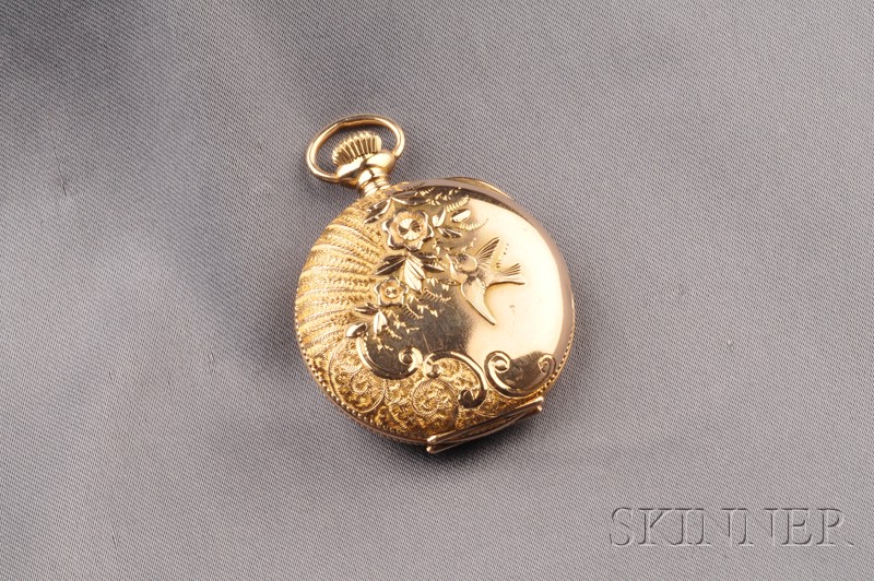 Appraisal: Antique kt Gold Hunting Case Pendant Watch the white enamel