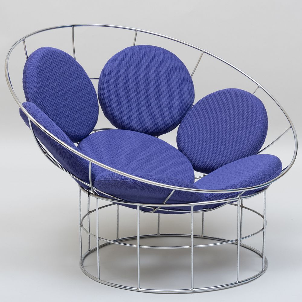 Appraisal: Verner Panton Chromed Metal Peacock Chair Together with an associated