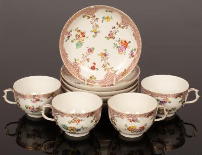 Appraisal: A quantity of Berlin teaware with floral decoration comprising four