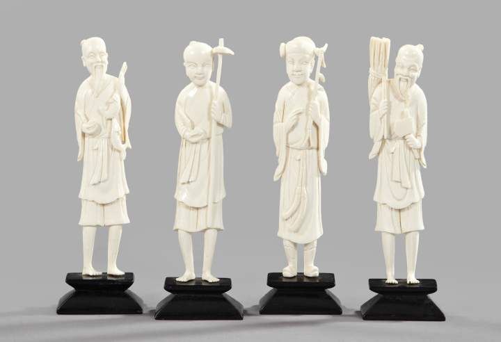 Appraisal: Set of Four Chinese Carved Ivory Figures of the Immortals