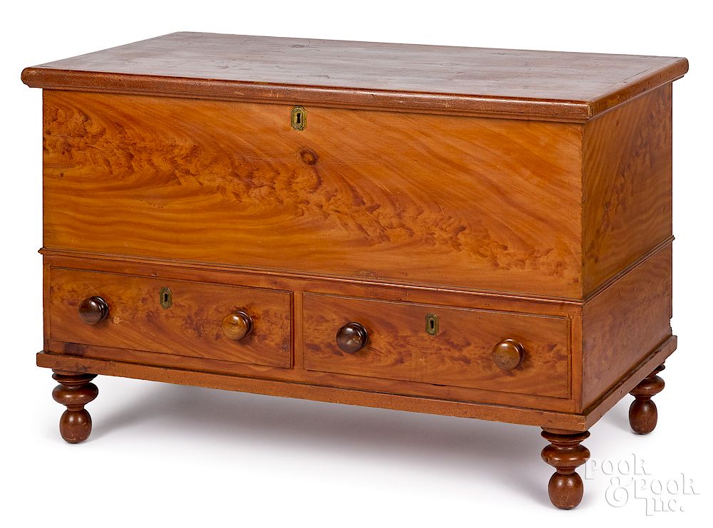 Appraisal: Pennsylvania painted pine blanket chest Exclusive on Bidsquare Pennsylvania painted