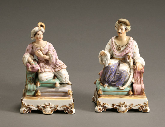 Appraisal: Pair of Jacob Petit Style Figural Scent Bottles Mid- th