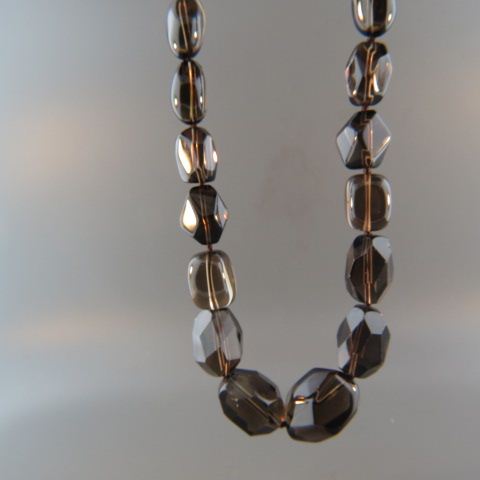 Appraisal: Smokey Quartz Necklace natural beads sterling silver clasp long