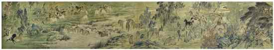 Appraisal: A Large Chinese Scroll Painting on Silk of Horses in