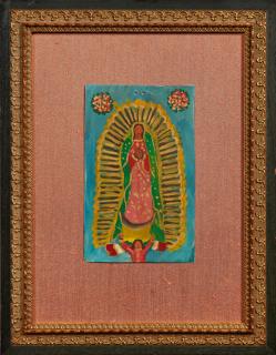 Appraisal: Mexican Retablo c oil on tin of the Virgi Mexican