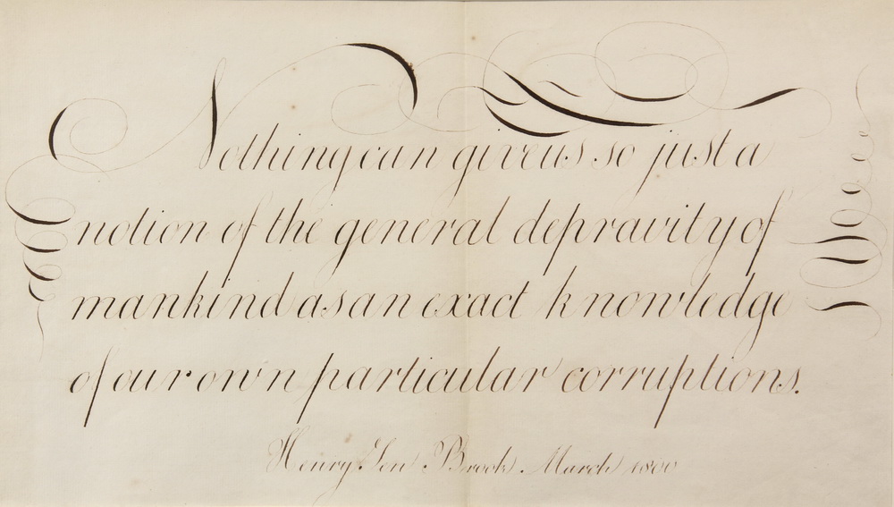 Appraisal: PERIOD CALLIGRAPHY - Hand engrossed motto 'Nothing can give us