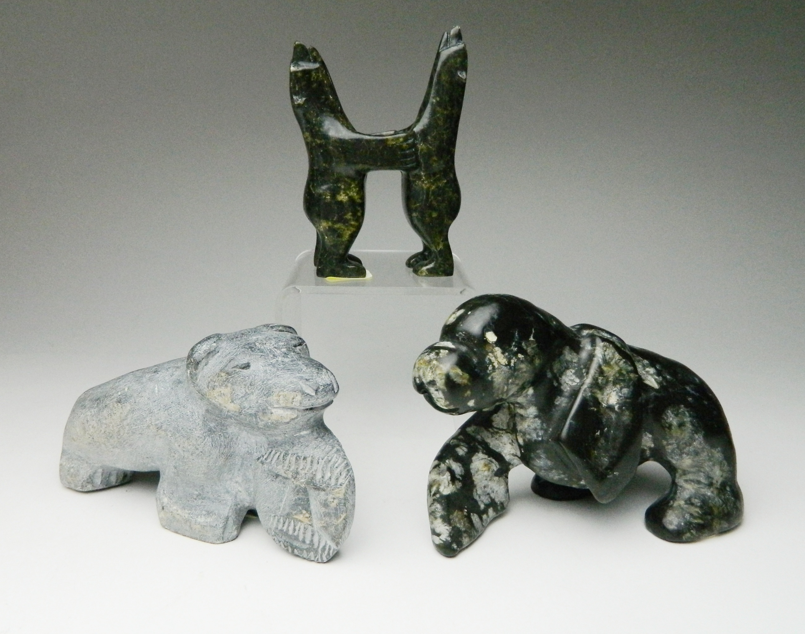 Appraisal: Inuit stone carvings Robert Hallauk Arviat- Bear with Two Faces