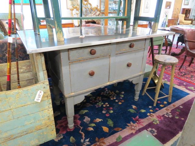 Appraisal: Early Painted Country Chestwith later stainless top used in a