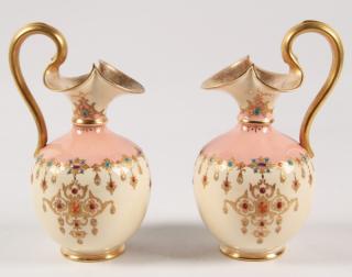 Appraisal: PAIR OF ENGLISH COALPORT CABINET EWERS HAVING A GOLD NECKLACE