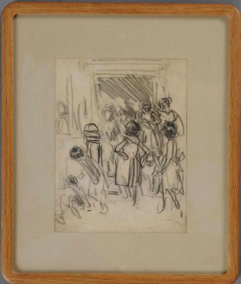 Appraisal: ATTRIBUTED TO GEORGE LUKS AT THE FAIR Pencil on paper