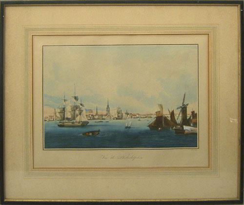 Appraisal: Two color engravings after Garneray of Boston and Philadelphia x