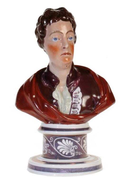 Appraisal: A LUSTRE WARE BUST OF DAVID GARRICK the actor in