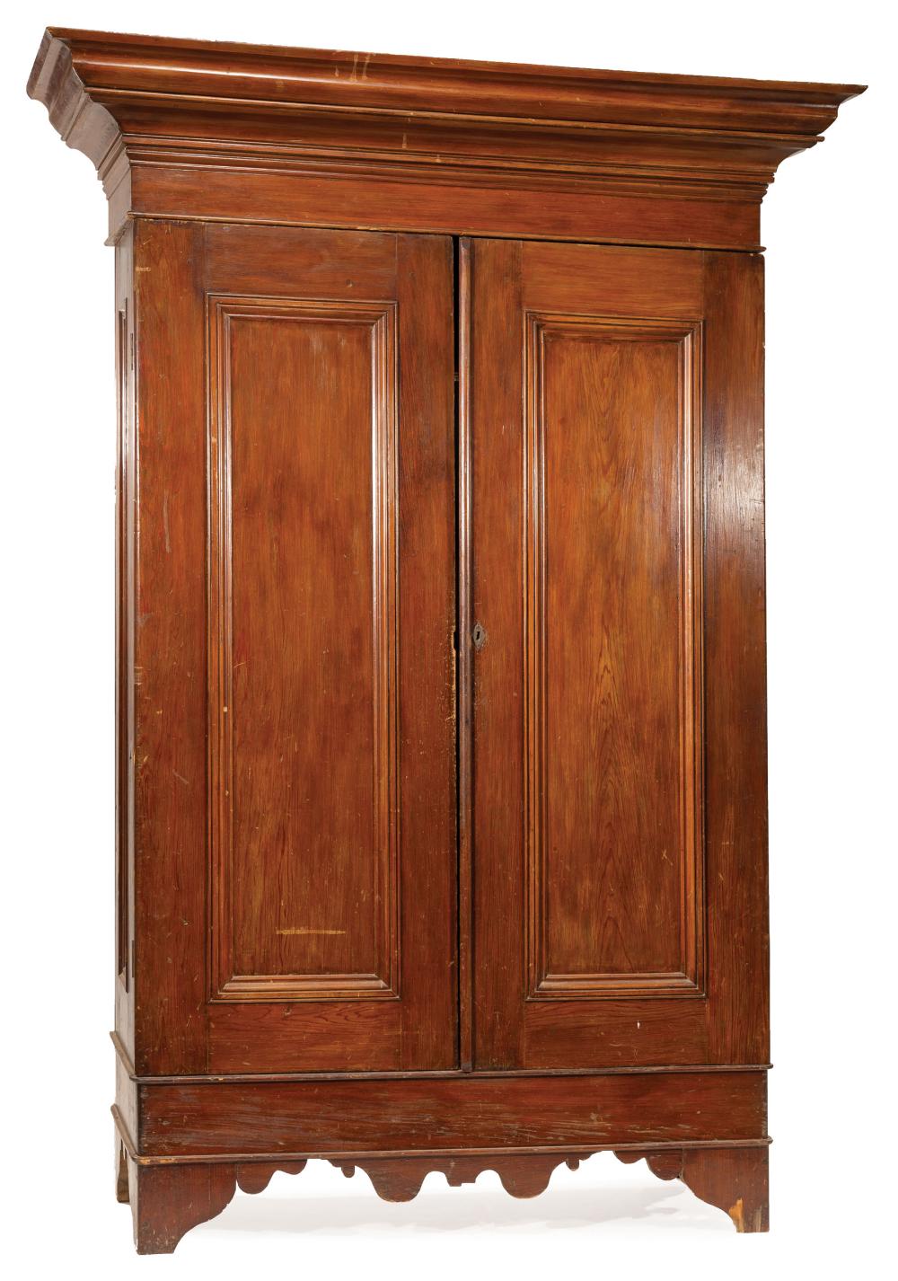 Appraisal: Louisiana Cypress Armoire mid- th c molded flared cornice molded