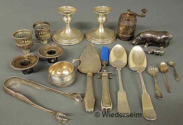 Appraisal: Group of sterling silver English silver and coin silver tableware