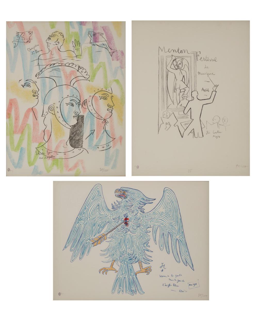 Appraisal: Jean Cocteau - French Three works Chapelle St Piere Color