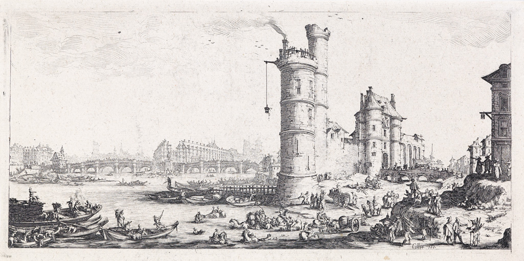 Appraisal: JACQUES CALLOT Vue du Pont-Neuf Etching circa - x mm