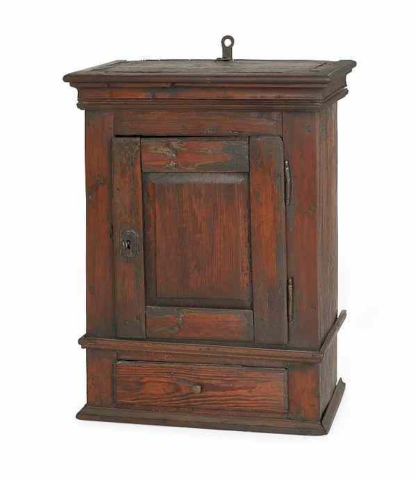 Appraisal: Continental pine hanging cupboard late th c h w