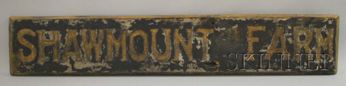 Appraisal: Gilt and Painted Wooden Shawmount Farm Sign ht lg in