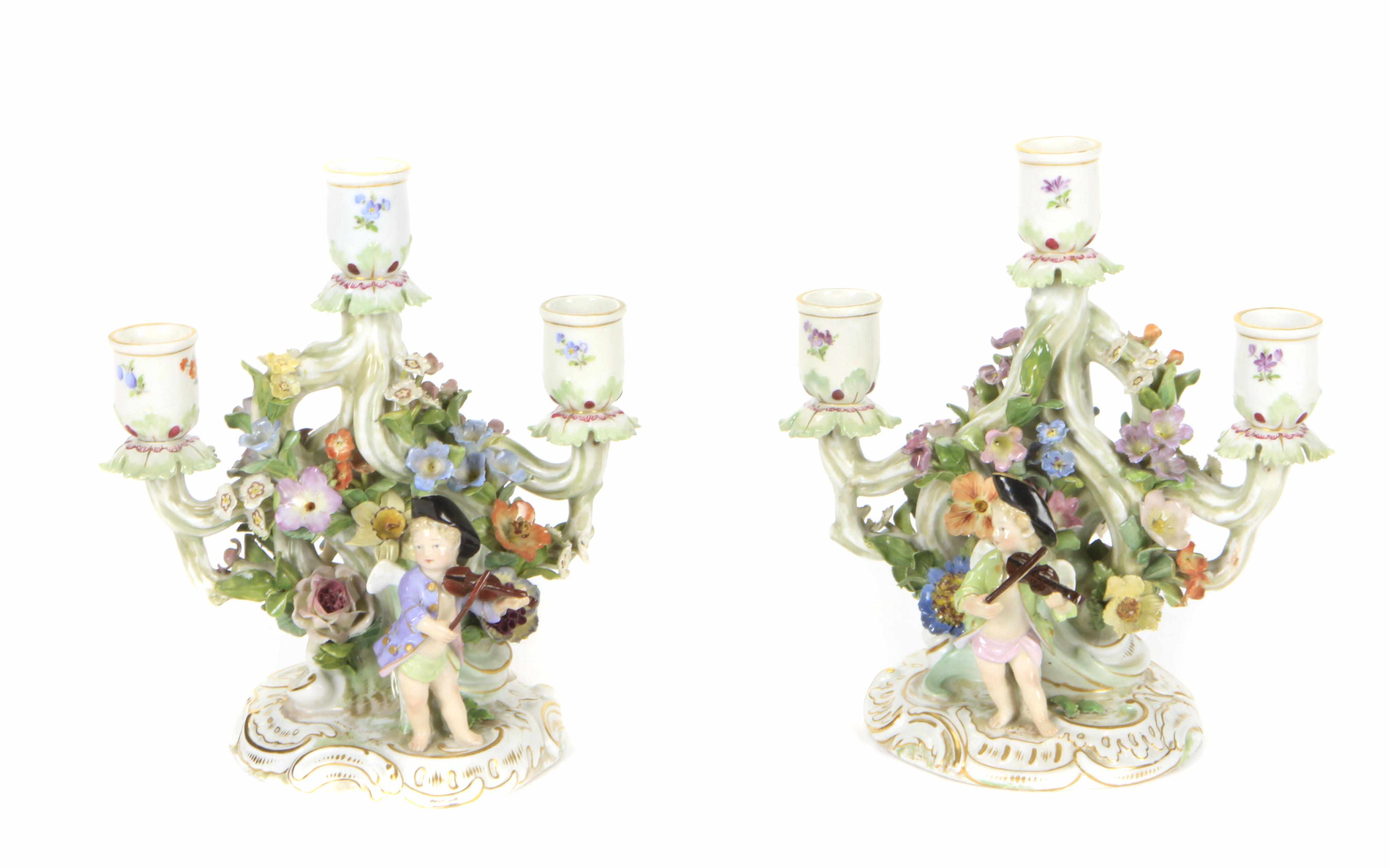 Appraisal: Property of various owners A pair of Meissen porcelain three