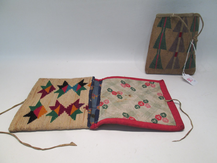 Appraisal: TWO NORTHWEST NATIVE AMERICAN CORN HUSK BAGS hand woven and